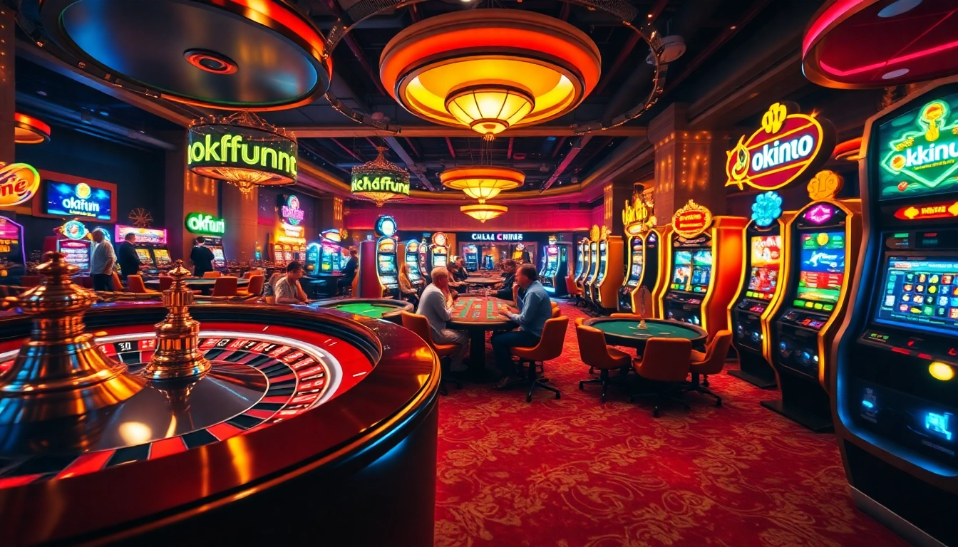 Experience the thrill of gambling at a vibrant casino featuring the excitement of okfun slot machines and poker tables.