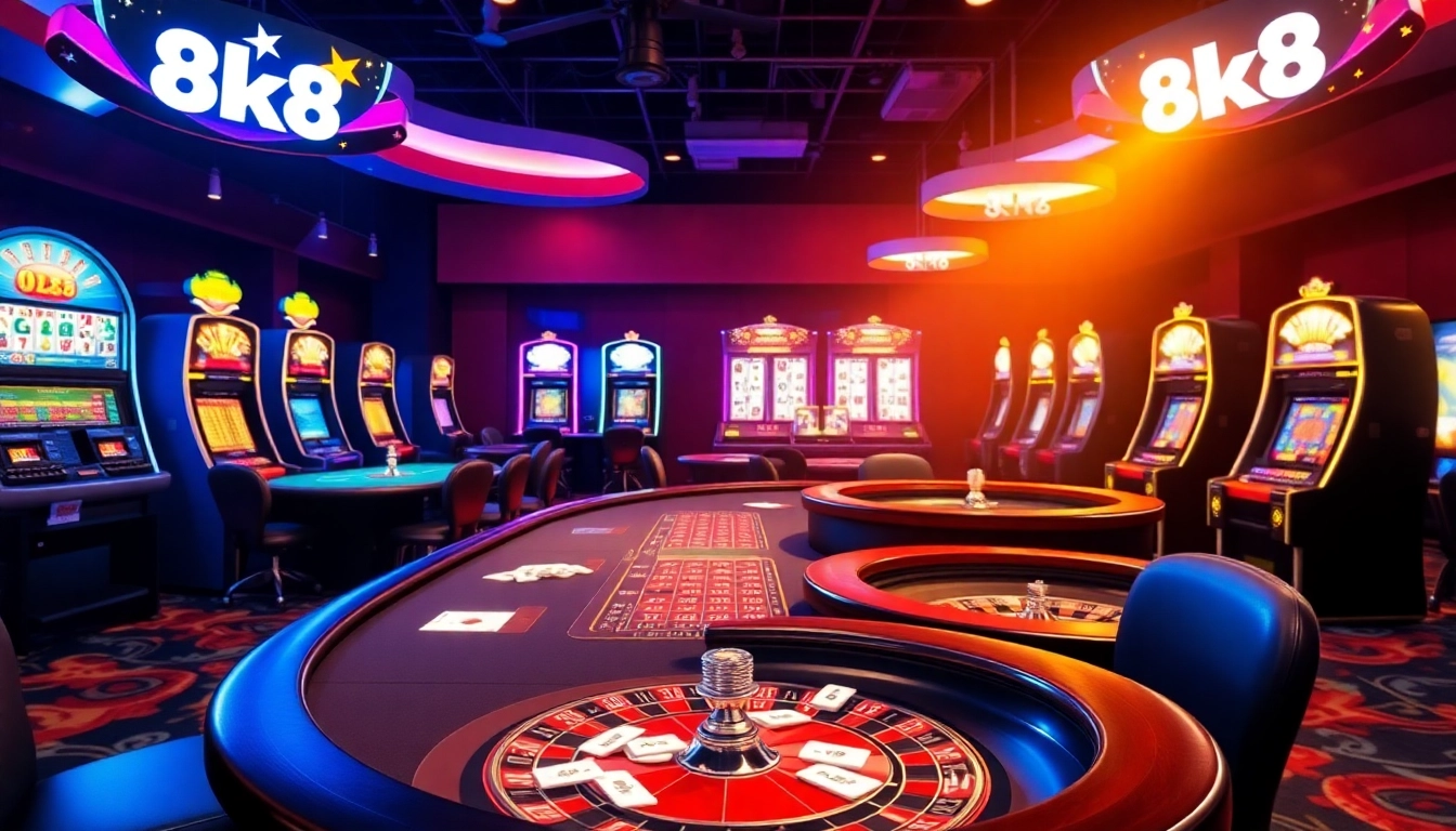 Experience thrilling gameplay at 8k8, with vibrant online casino tables and slot machines.