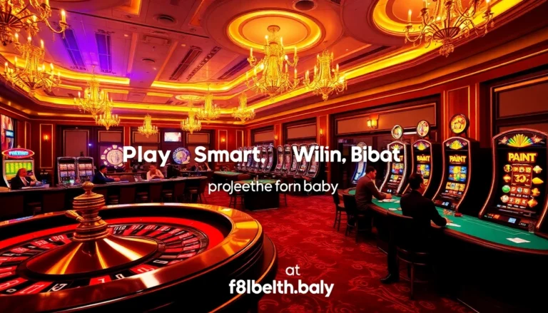 Experience the thrill of winning at f8betht.baby with a captivating casino scene featuring a vibrant roulette table and eager players.